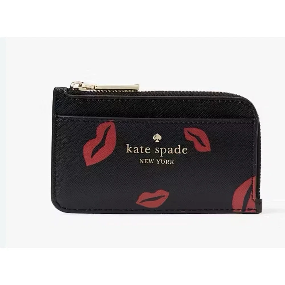 KATE SPADE SPENCER KISSES LIPS CARDHOLDER ZIP TOP COIN CASE